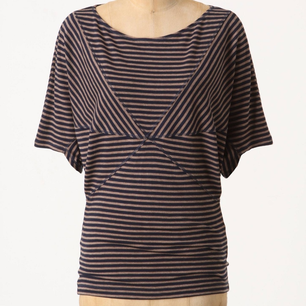 NWOT Anthropologie Dolman Sleeve Drapey Stripe Stretch Top